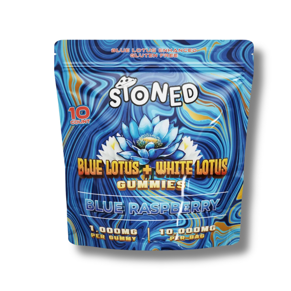 Stoned Mushrooms Blue Lotus + White Lotus 10,000MG Gummies Blue Raspberry Flavor