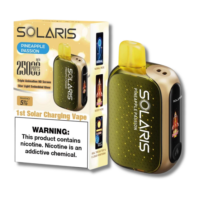 Solaris 25000 Puffs Disposable Vape Solar Charging Pineapple Passion