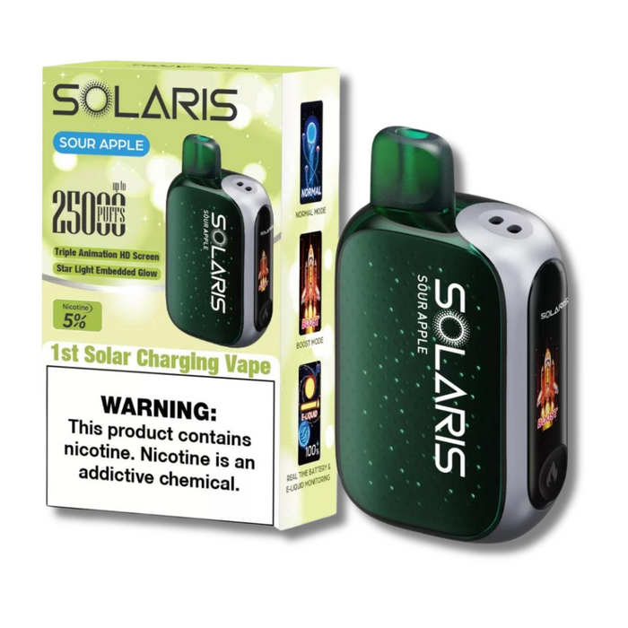 Solaris 25000 Puffs Disposable Vape Solar Charging Sour Apple 