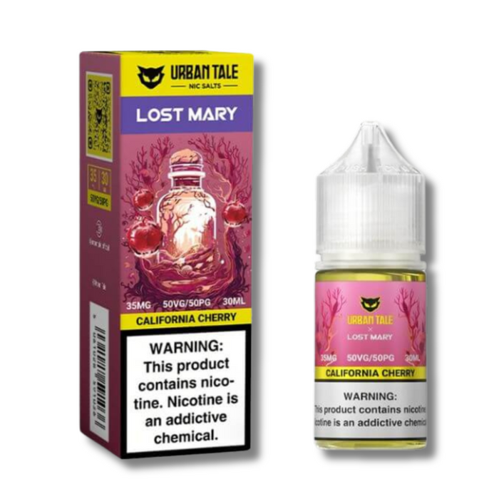 Urban Tale X Lost Mary Salt Nicotine Juice 30mL California Cherry 50MG Flavor