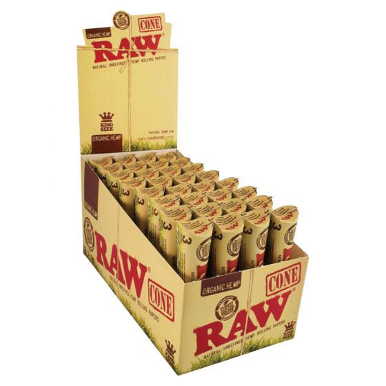 RAW Organic Hemp Prerolled Kingsize Cones - 32 Pack