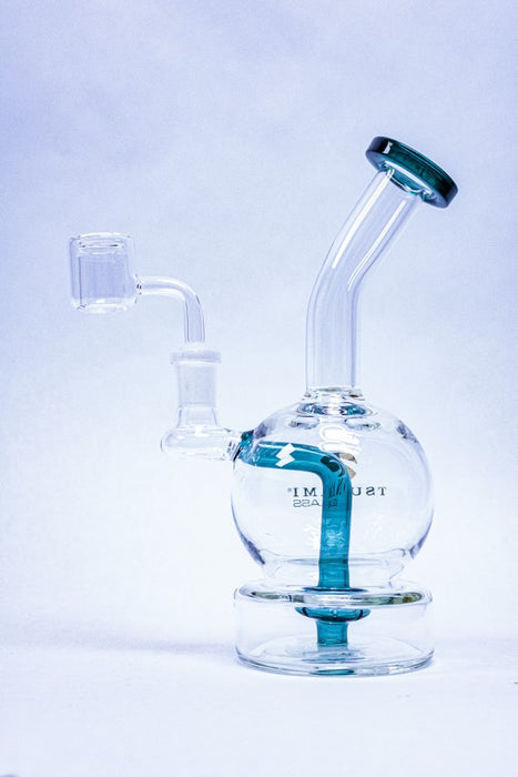 Green Tsunami Glass Water Pipe Concentrate Rig Showerhead