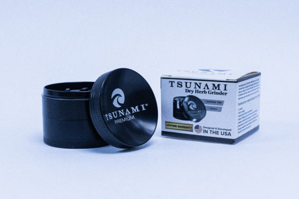 50mm Black Caved Top Tsunami Dry Herb Grinder