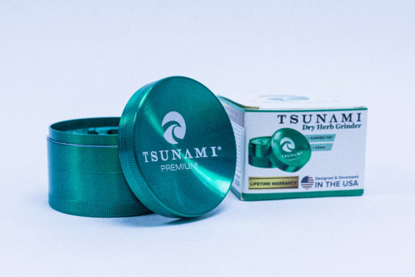 50mm Green Caved Top Tsunami Dry Herb Grinder